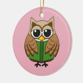 Niedlicher Bookworm Owl Reading Book Cartoon Keramik Ornament (Links)