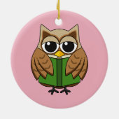 Niedlicher Bookworm Owl Reading Book Cartoon Keramik Ornament (Hinten)