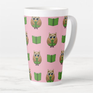 Niedlicher Bookworm Owl Reading Book Cartoon Milchtasse