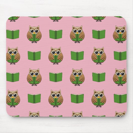 Niedlicher Bookworm Owl Reading Book Cartoon Mousepad (Vorne)