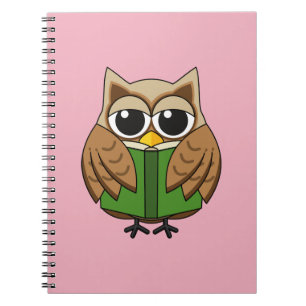 Niedlicher Bookworm Owl Reading Book Cartoon Notizblock