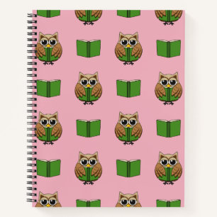 Niedlicher Bookworm Owl Reading Book Cartoon Notizblock