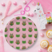 Niedlicher Bookworm Owl Reading Book Cartoon Pappteller (Party)