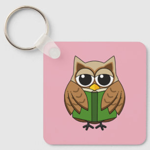 Niedlicher Bookworm Owl Reading Book Cartoon Schlüsselanhänger