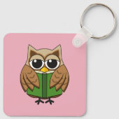 Niedlicher Bookworm Owl Reading Book Cartoon Schlüsselanhänger (Rückseite)