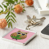 Niedlicher Bookworm Owl Reading Book Cartoon Schlüsselanhänger (Seite)