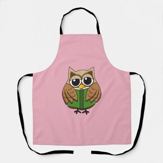 Niedlicher Bookworm Owl Reading Book Cartoon Schürze (Vorderseite)