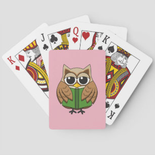 Niedlicher Bookworm Owl Reading Book Cartoon Spielkarten