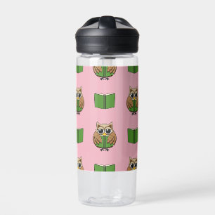 Niedlicher Bookworm Owl Reading Book Cartoon Trinkflasche