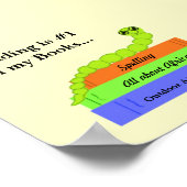 Niedlicher Bookworter mit Lesefunktion Poster (Ecke)