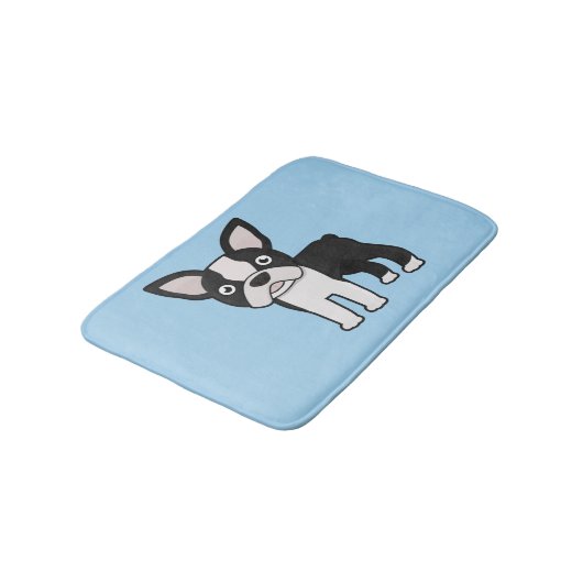 Niedlicher Boston-Terrier Badematte (Schrägansicht)