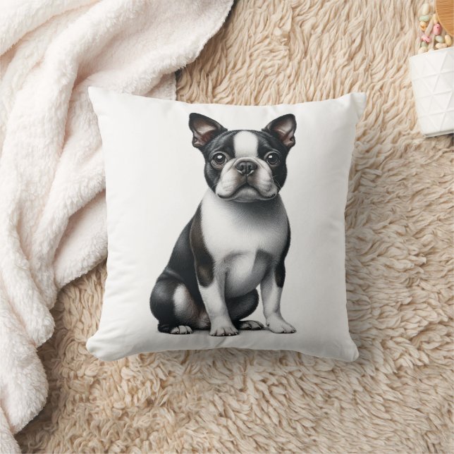 Niedlicher Boston Terrier Gabe Schwarz-weißer Welp Kissen (Decke)