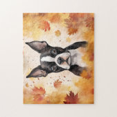 Niedlicher Boston Terrier Hund/Herbst/Herbst Puzzle (Vertikal)
