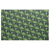 Niedlicher Boston Terrier über grüne Kuben Stoff (Fat Quarter (45,7 x 55,9 cm))