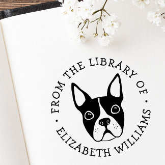 Niedlicher Bostoner Terrier aus der Buchbibliothek Gummistempel