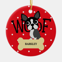 Niedlicher Bostonterrier-und -goldknochen und rote