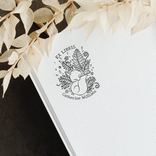 Niedlicher botanischer Fox, Bibliothek und Libris Gummistempel
