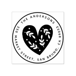 Niedlicher Botanischer Herzrunden Name und Rücksen Gummistempel