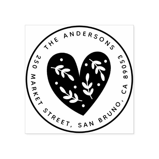 Niedlicher Botanischer Herzrunden Name und Rücksen Gummistempel (Prägung)