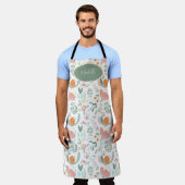 Niedlicher botanischer pastellfarbener Blumenmuste Schürze (Getragen)