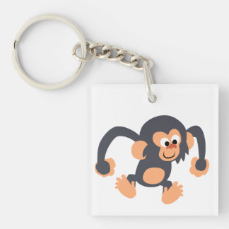 Niedlicher Bouncy Cartoon Chimpanzee Acrylic Schlü Schlüsselanhänger