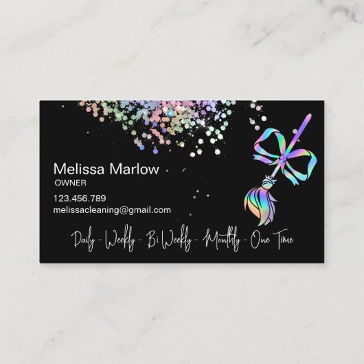 Niedlicher Bow Maid Reinigungshaus Sparkling Holog Visitenkarte (Rückseite)