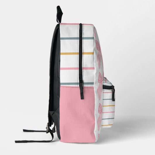 Niedlicher Bow- und Strip-Backpack Bedruckter Rucksack (Links)
