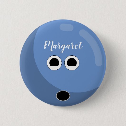 Niedlicher Bowling Ball mit Extravagantem Skriptbu Button (Vorderseite)