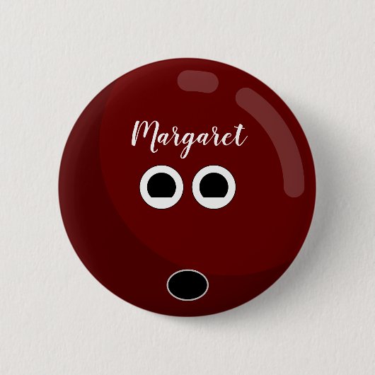 Niedlicher Bowling Ball mit Extravagantem Skriptbu Button (Vorderseite)