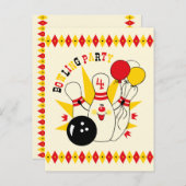 Niedlicher Bowling Button Geburtstagseinladung Pos Einladungspostkarte (Vorne/Hinten)