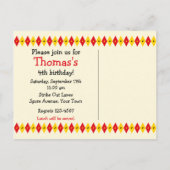 Niedlicher Bowling Button Geburtstagseinladung Pos Einladungspostkarte (Rückseite)