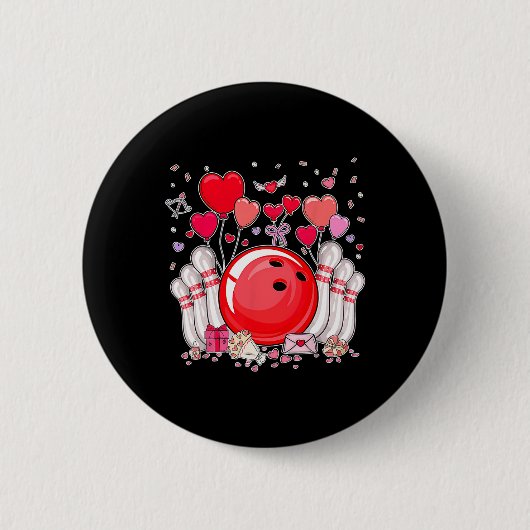 Niedlicher Bowling Byll Valentine Heart Lover Play Button (Vorderseite)