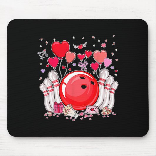 Niedlicher Bowling Byll Valentine Heart Lover Play Mousepad (Vorne)
