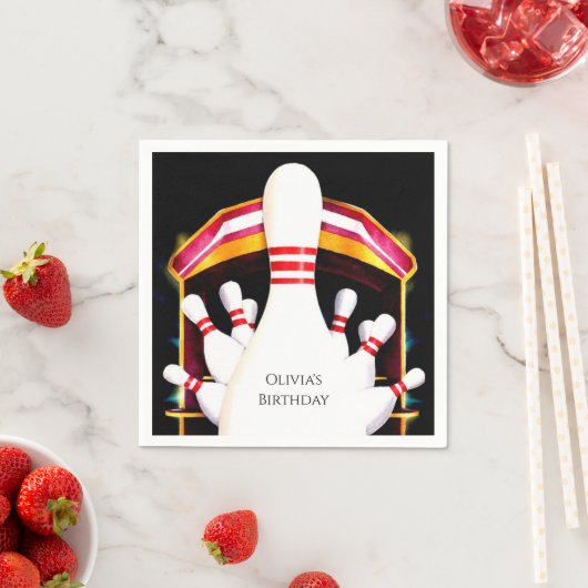 Niedlicher Bowling von einfachen Kindern zum Gebur Serviette (Beispiel)