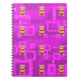 Niedlicher Bowtie Bär auf rosa geometrisch Notizblock