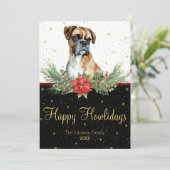 Niedlicher Boxer Dog Happy Howlidays Feiertagskarte (Stehend Vorderseite)