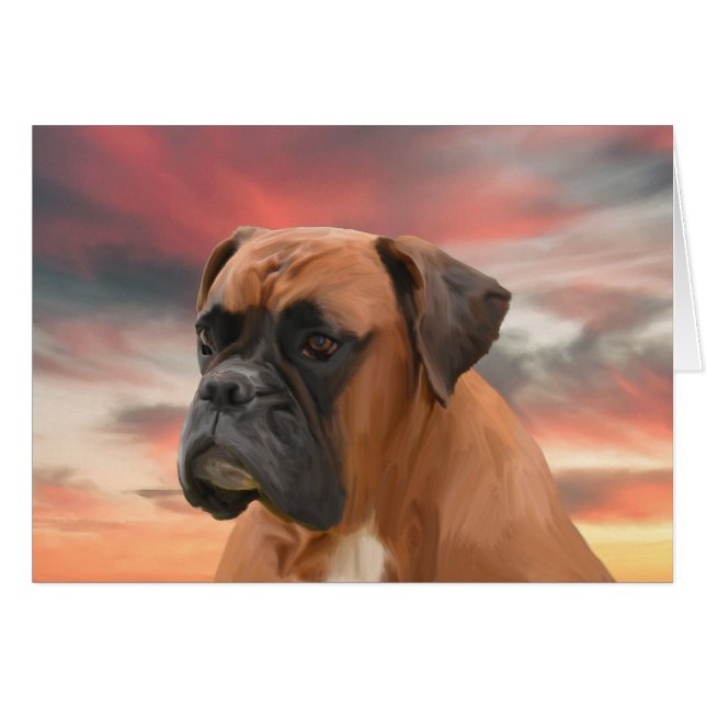 Niedlicher Boxer Hund Aquarellmalerei Art (Vorderseite (Horizontal))