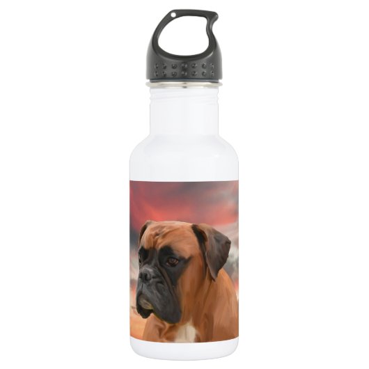 Niedlicher Boxer Hund Aquarellmalerei Art Edelstahlflasche (Vorderseite)