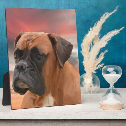 Niedlicher Boxer Hund Aquarellmalerei Art Fotoplatte (Seite)
