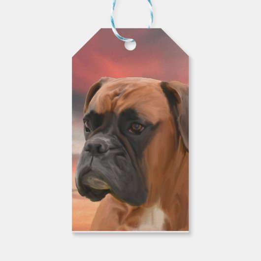 Niedlicher Boxer Hund Aquarellmalerei Art Geschenkanhänger (Rückseite)
