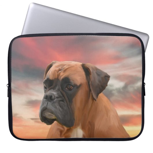 Niedlicher Boxer Hund Aquarellmalerei Art Laptopschutzhülle (Vorderseite)
