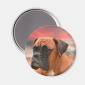 Niedlicher Boxer Hund Aquarellmalerei Art Magnet (Vorderseite/Rückseite)