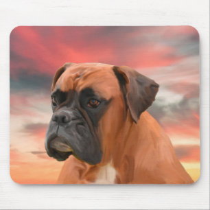 Niedlicher Boxer Hund Aquarellmalerei Art Mousepad