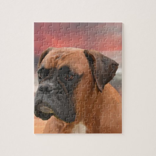 Niedlicher Boxer Hund Aquarellmalerei Art Puzzle (Vertikal)