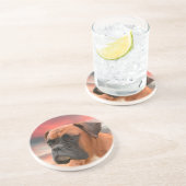 Niedlicher Boxer Hund Aquarellmalerei Art Sandstein Untersetzer (Seite)