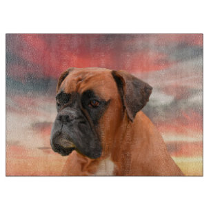 Niedlicher Boxer Hund Aquarellmalerei Art Schneidebrett