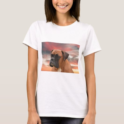 Niedlicher Boxer Hund Aquarellmalerei Art T-Shirt (Vorderseite)