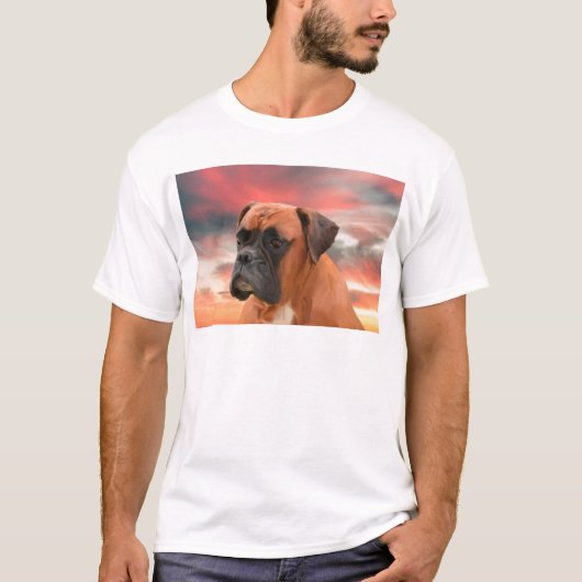 Niedlicher Boxer Hund Aquarellmalerei Art T-Shirt (Vorderseite)