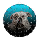 Niedlicher Boxer Hund mit blauem schwarzem Hinterg Dartscheibe (vorne)