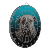 Niedlicher Boxer Hund mit blauem schwarzem Hinterg Dartscheibe (Vorderseite Links)